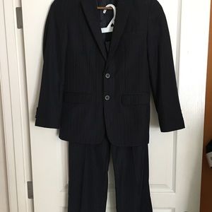 Boys Dark Navy Pinstriped Suit